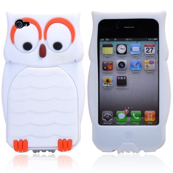 Happy Owl Valkoinen Iphone 4s Silikonikuori