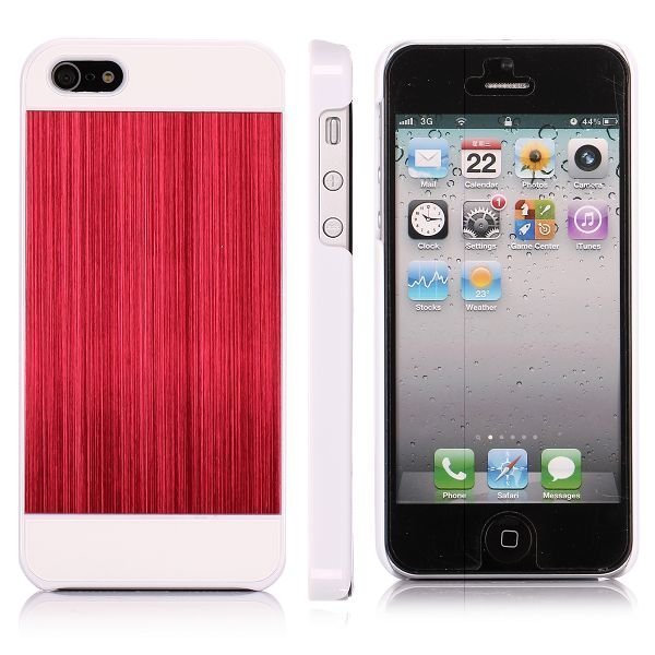 Harjattu Alumiini Valkoinen Punainen Iphone 5 Suojakuori