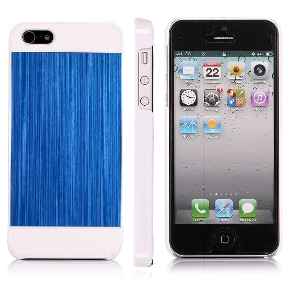 Harjattu Alumiini Valkoinen Sininen Iphone 5 Suojakuori