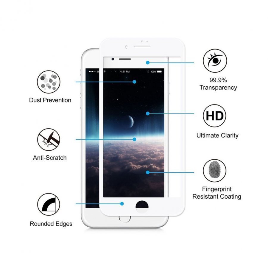 Hat Prince Iphone 7 0.2mm Karkaistu Lasi Näytönsuoja Valkoinen