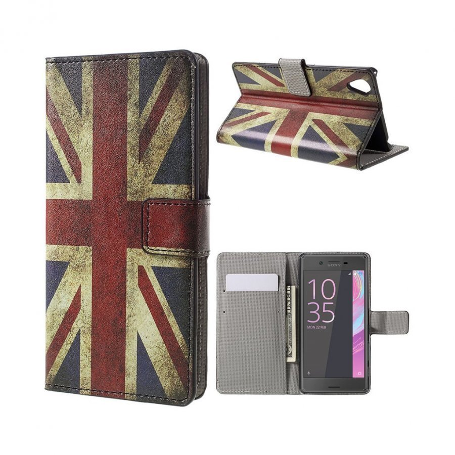 Helgesen Sony Xperia X Keinonahka Kotelo Retro Britannian Lippu