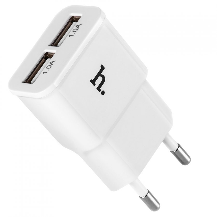 Hoco Uh202 Kaksois-Usb Seinälaturei Adapteri Eu Pistoke Älypuhelimille