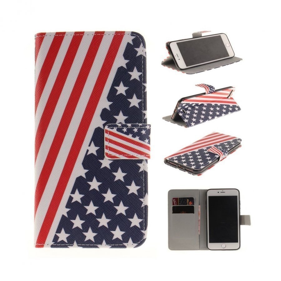 Holberg Iphone 7 Plus Nahkakotelo Läpällä Amerikan Lippu