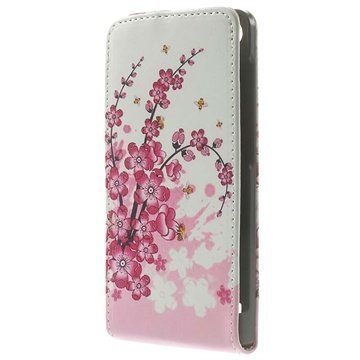 Huawei Ascend G6 4G Pystysuuntainen Nahkainen Läppäkotelo Vaaleanpunaiset Kukat