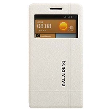Huawei Ascend G6 Kalaideng Iceland II Avattava Nahkakotelo Valkoinen
