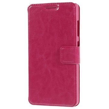 Huawei Ascend G740 Wallet Nahkakotelo Kuuma Pinkki