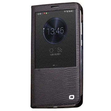 Huawei Ascend Mate7 Qialino Smart Läpällinen Nahkakotelo Liskonnahka Musta