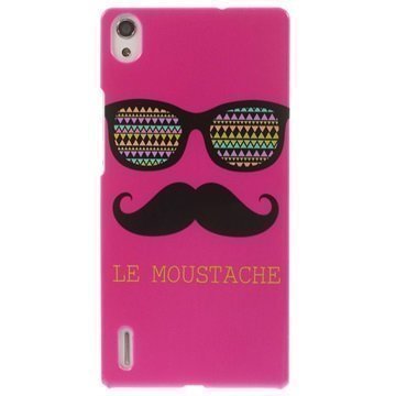 Huawei Ascend P7 High-Gloss Kotelo Moustache Kuuma Pinkki