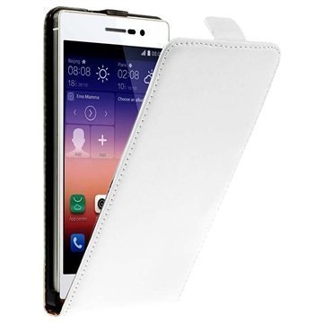 Huawei Ascend P7 P7 Sapphire Edition Pystysuuntainen Nahkainen Läppäkotelo Valkoinen