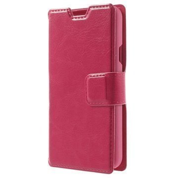 Huawei Ascend Y330 Wallet Nahkakotelo Kuuma Pinkki