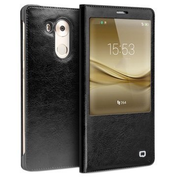 Huawei Mate 8 Qialino Smart Läpällinen Nahkakotelo Musta