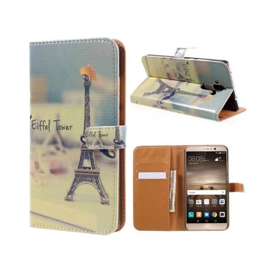 Huawei Mate 9 Magneetinen Nahkakotelo Lompakko Eiffel Torni