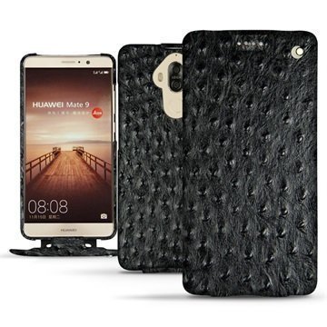 Huawei Mate 9 Noreve Tradition Flip Case Autruche Musta