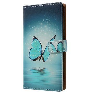Huawei Nova Glam Wallet Case Blue Butterfly