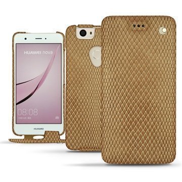 Huawei Nova Noreve Tradition Flip Case Serpent Hiekanruskea