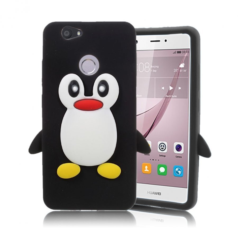 Huawei Nova Pingviini Kuvioinen Silikoni Takakuori Musta