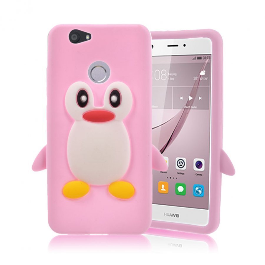 Huawei Nova Pingviini Kuvioinen Silikoni Takakuori Pinkki