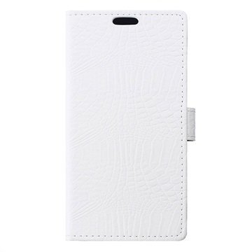Huawei Nova Plus G9 Plus Krokotiili Lompakkokotelo Valkoinen