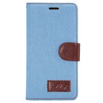 Huawei P8 Jeans Lompakkokotelo Vaalean Sininen