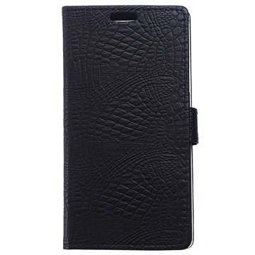 Huawei P8 Lite Krokotiilin Lompakkokotelo Musta