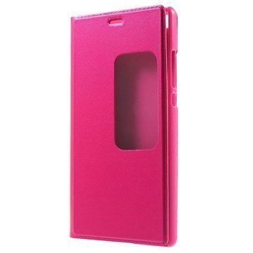 Huawei P8 Smart View Folio Suojakotelo Kuuma Pinkki