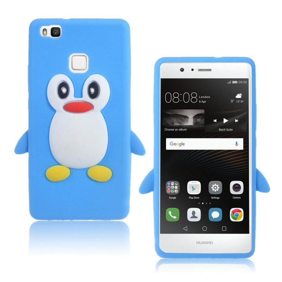 Huawei P9 Lite 3d Pingviini Joustava Silikoni Kuori Sininen