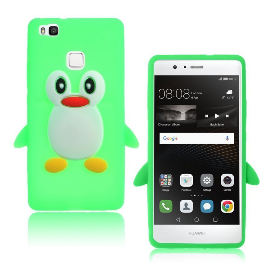 Huawei P9 Lite 3d Pingviini Joustava Silikoni Kuori Vihreä