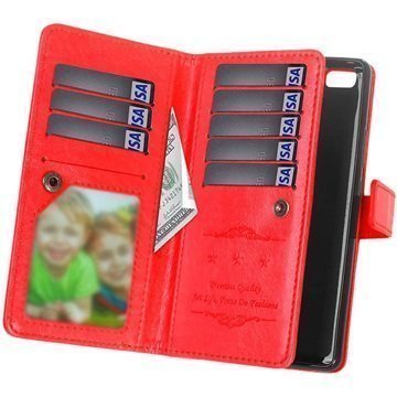 Huawei P9 Lite Multifunctional Wallet Case Red