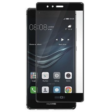 Huawei P9 Panzer Full-Fit Näytönsuoja Karkaistu Lasi Musta