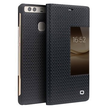 Huawei P9 Plus Qialino Smart View Flip Case Grid Texture Black