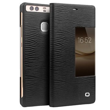 Huawei P9 Plus Qialino Smart View Flip Case Lizard Skin Black