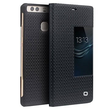 Huawei P9 Qialino Smart View Flip Case Grid Texture Black