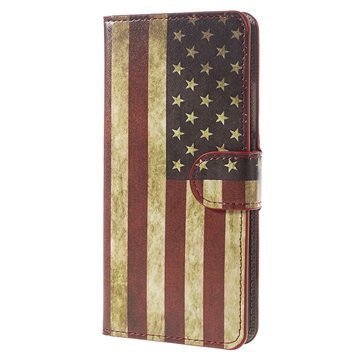 Huawei P9 Tyylikäs Lompakkokotelo Vintage American Flag