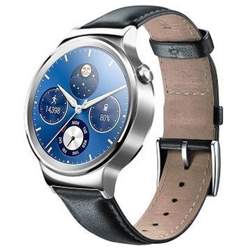 Huawei Watch G-00-älykello Nahkaranneke Hopea / Musta