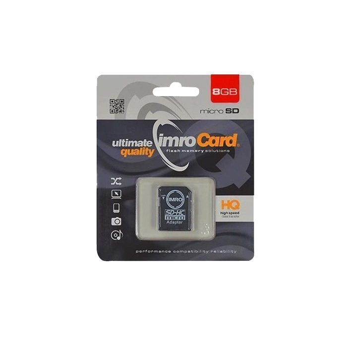 IMRO microSDHC Muistikortti 8 Gt Class 10 Samsung muistipiirillä Mukana SD adapteri