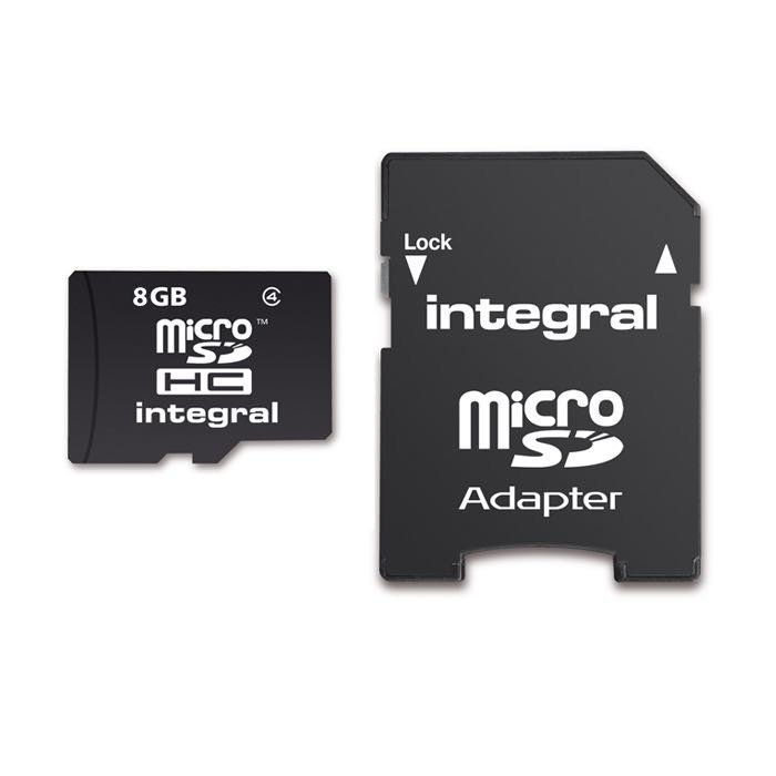 INTEGRAL micro SDHC Muistikortti 8 Gt Class 4 SD adapterilla