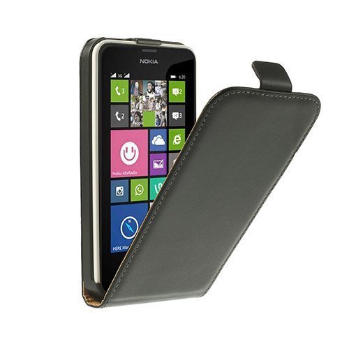 Idaho Musta Nokia Lumia 630 / 635 Aito Nahkakotelo