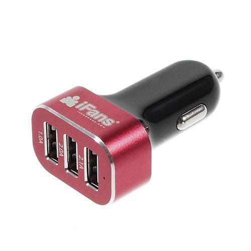 Ifans Musta / Punainen Usb Autolaturi Älypuhelimille Ja Tableteille Kolmella Ulostulolla