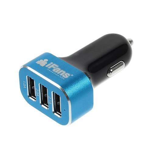 Ifans Sininen / Musta Usb Autolaturi Älypuhelimille Ja Tableteille Kolmella Ulostulolla