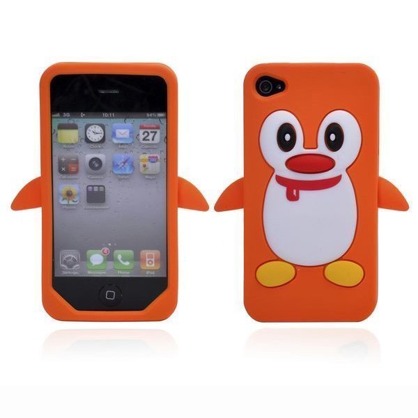 Iloinen Pingviini Oranssi Iphone 4s Silikonikuori