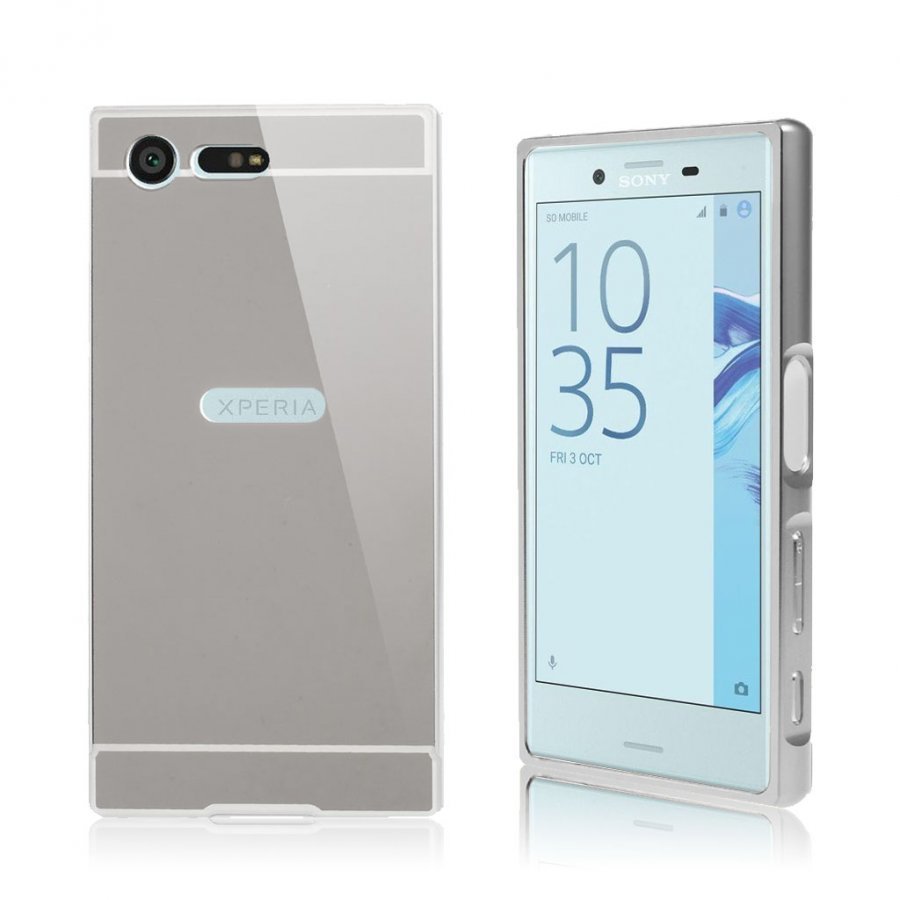 Ilrich Sony Xperia X Compact Liukuva Metallikuori Hopea