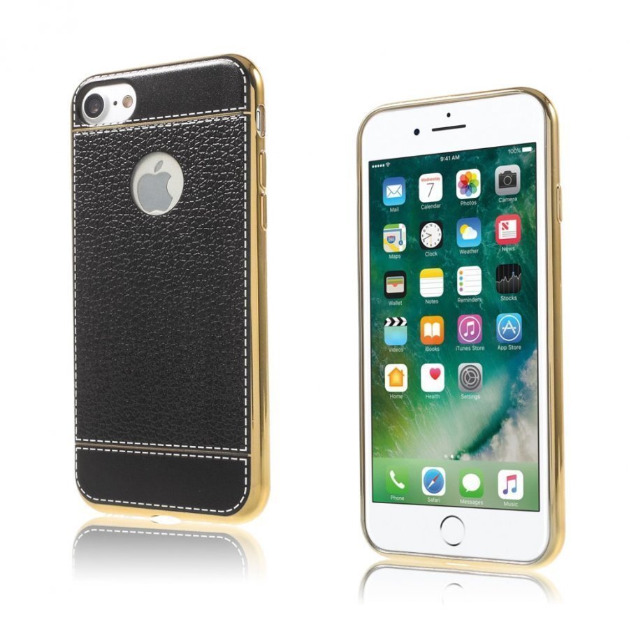 Isaksson Iphone 7 Keinonahka Päällystetty Kuori Musta