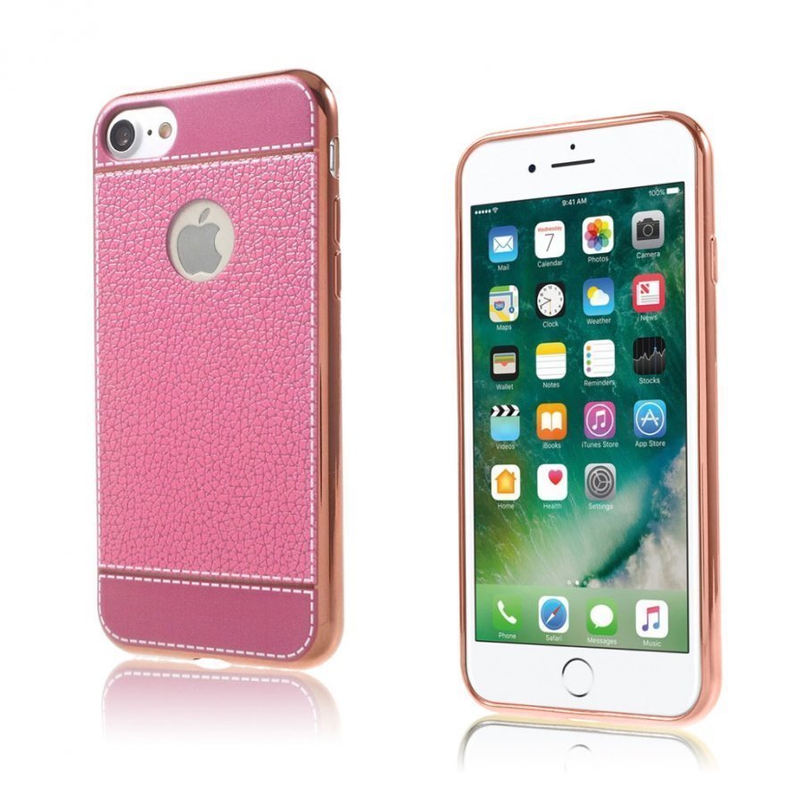 Isaksson Iphone 7 Keinonahka Päällystetty Kuori Pinkki
