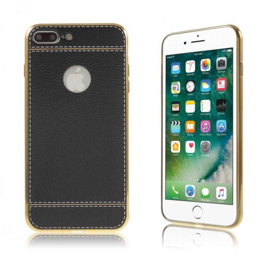 Isaksson Iphone 7 Plus Joustava Keinonahka Kuori Musta
