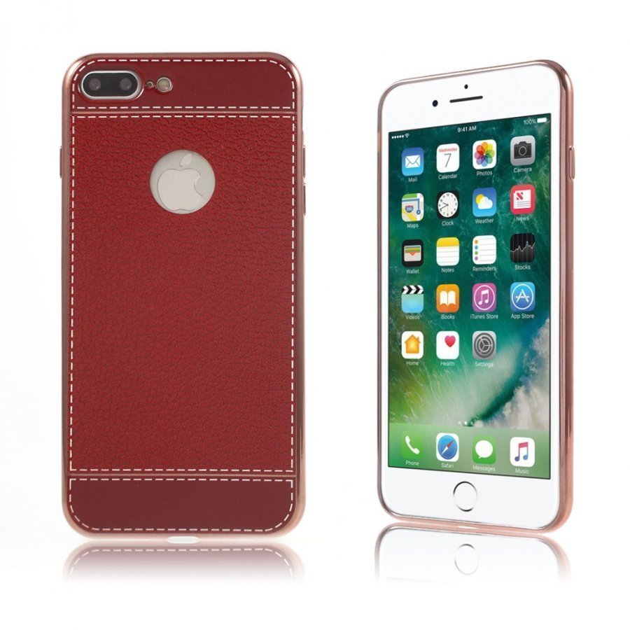 Isaksson Iphone 7 Plus Joustava Keinonahka Kuori Punainen