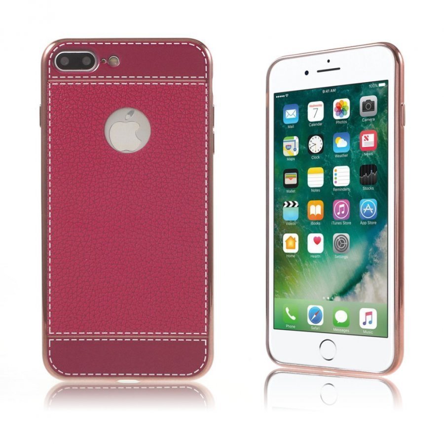 Isaksson Iphone 7 Plus Joustava Keinonahka Kuori Tumma Pinkki