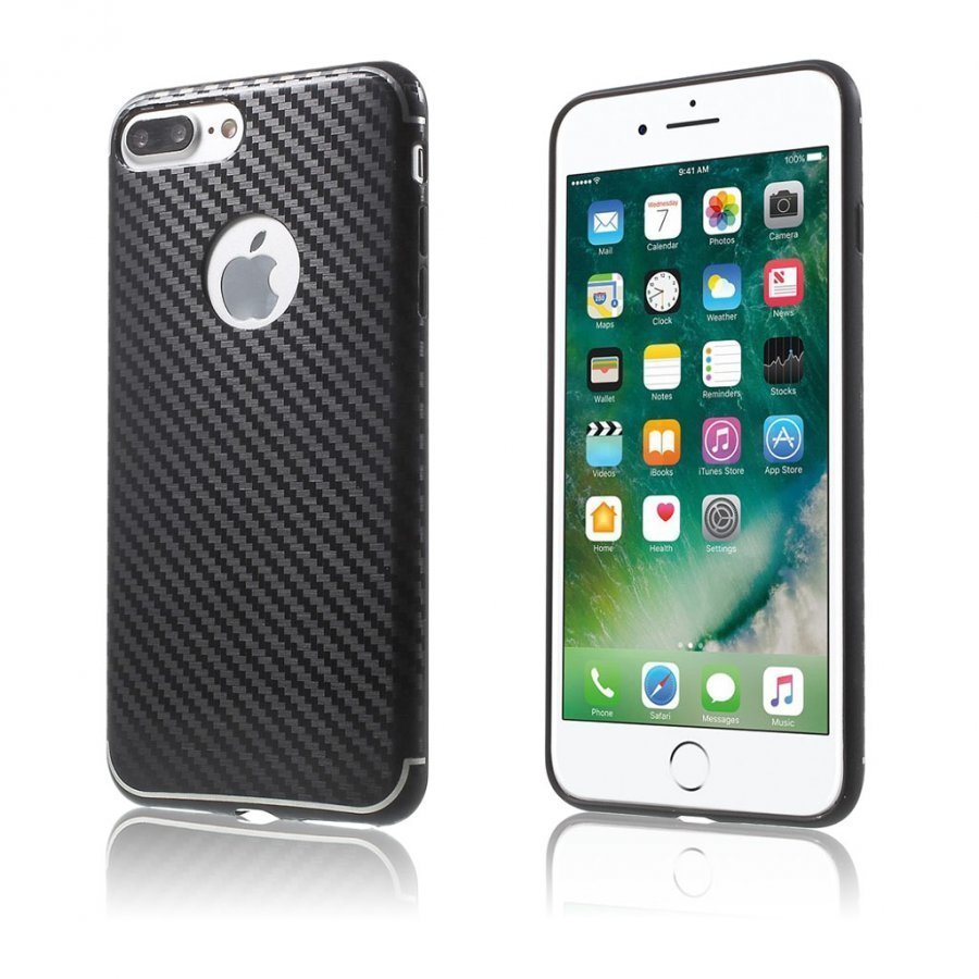 Ismile Iphone 7 Plus Joustava Hiilikuitu Muovikuori Musta