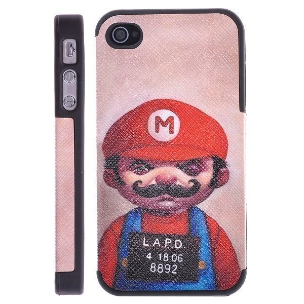 Istars Nahka Päällystetty Mario Lapd Iphone 4 / 4s Silikonikuori