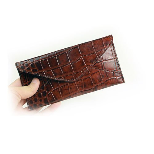 J.M.Show Genuine Crocodile Leather Envelop Case For Iphone 6s Plus Brown