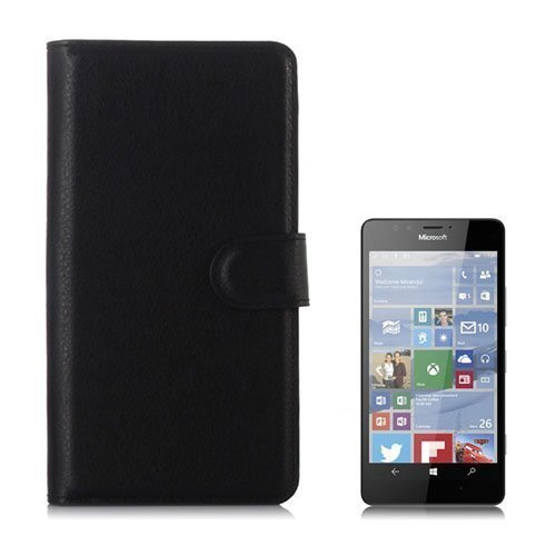 Jensen Microsoft Lumia 950 Nahkakotelo Standillä Musta